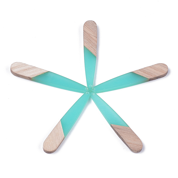 

PandaHall Resin & Walnut Wood Pendants, Teardrop, Turquoise, 44x7.5x3mm, Hole: 1.2mm Resin+Wood Teardrop Green