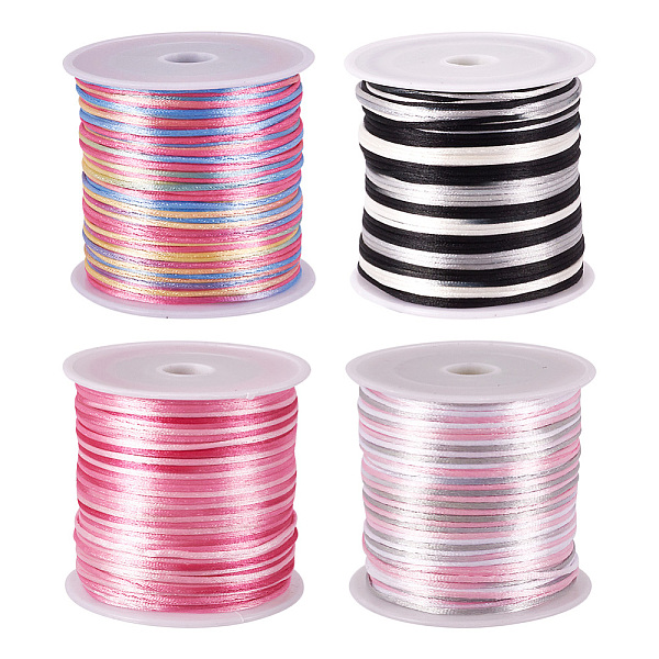 

PandaHall 4 Rolls 4 Colors Segment Dyed Nylon Thread Cord, Rattail Satin Cord, for DIY Jewelry Making, Chinese Knot, Mixed Color, 1mm..., Multicolor