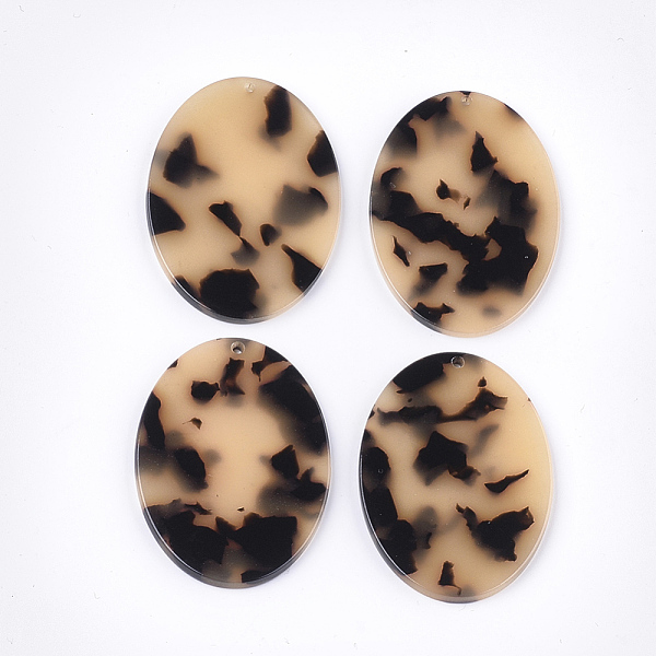 

PandaHall Cellulose Acetate(Resin) Pendants, Oval, PapayaWhip, 45x32x3mm, Hole: 1.5mm Cellulose Acetate Oval Orange