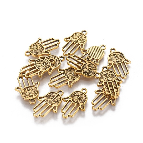 

PandaHall Tibetan Style Alloy Pendants, Cadmium Free & Lead Free, Hamsa Hand/Hand of Fatima/Hand of Miriam, Antique Golden, 22x15x1.5mm...