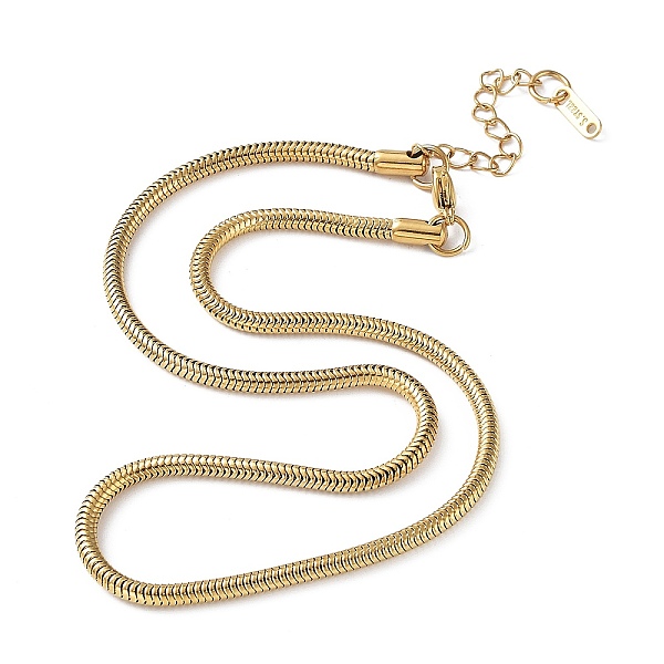 

PandaHall Ion Plating(IP) 304 Stainless Steel Round Snake Chain Necklace, Real 18K Gold Plated, 15.87 inch(40.3cm) 304 Stainless Steel