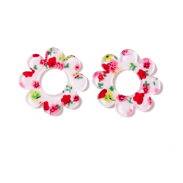 

PandaHall Transparent Acrylic Pendants, Flower with Flower Pattern, Red, 29.5x2mm, Hole: 1.2mm Acrylic Flower Red