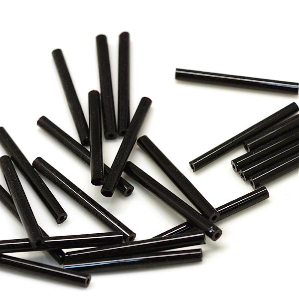 

PandaHall Opaque Glass Bugle Beads, Black, 18x2.5mm, Hole: 0.5mm, about 2500pcs/bag Glass Black
