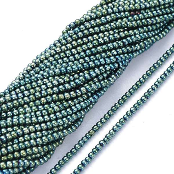 

PandaHall Electroplate Glass Beads Strands, Full Plated, Round, Green Plated, 2.5mm, Hole: 0.7mm, about 177pcs/Strand, 14.09 inch(35.8cm)...