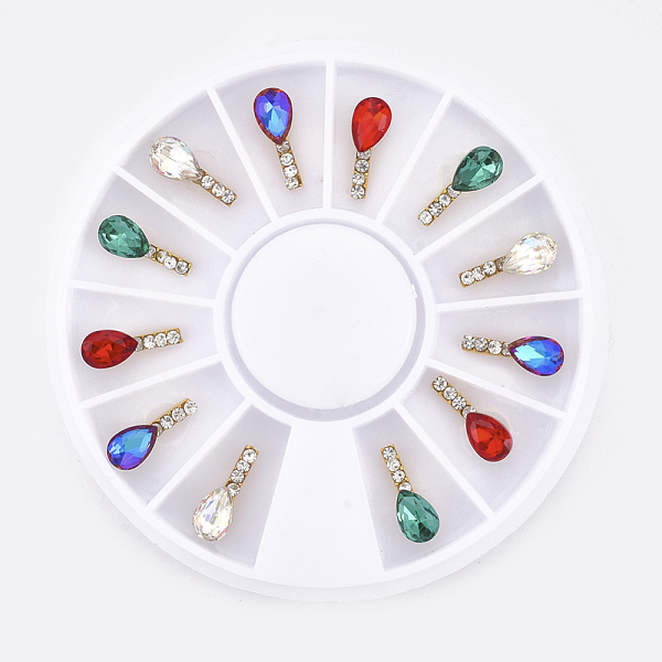 

PandaHall Alloy Cabochons, with Rhinestone, Nail Art Decoration Accessories, teardrop, Golden, Mixed Color, 10.5x4x4mm Alloy+Rhinestone..., Multicolor