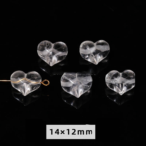 

PandaHall Natural Quartz Crystal Carved Beads, Rock Crystal Beads, DIY Jewelry Accessories, Heart, 14x12mm Quartz Crystal Heart