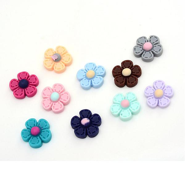 

PandaHall Resin Cabochons, Flower, Mixed Color, 11.5~12x12~12.5x4~4.2mm Resin Flower Multicolor
