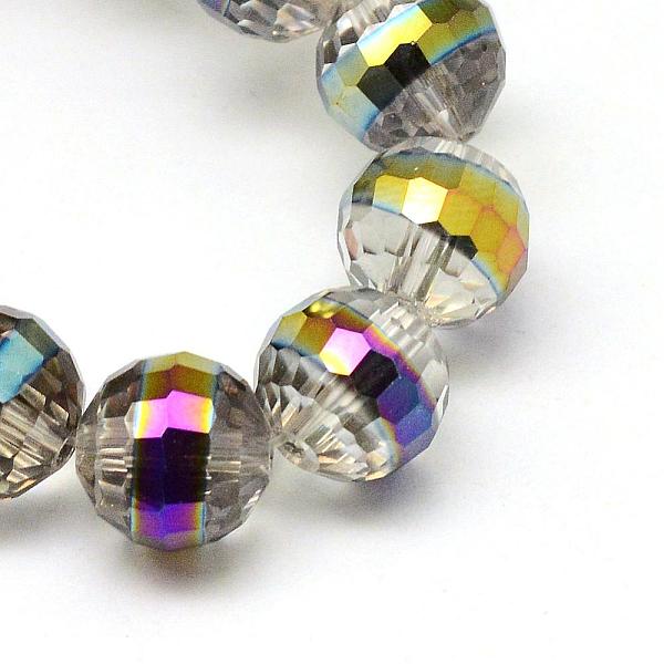 

PandaHall Electroplate Glass Beads Strands, Rainbow Plated, Faceted Round, White, 10x9.5mm, Hole: 1.5mm, about 32pcs/strand, 12.60 inch...