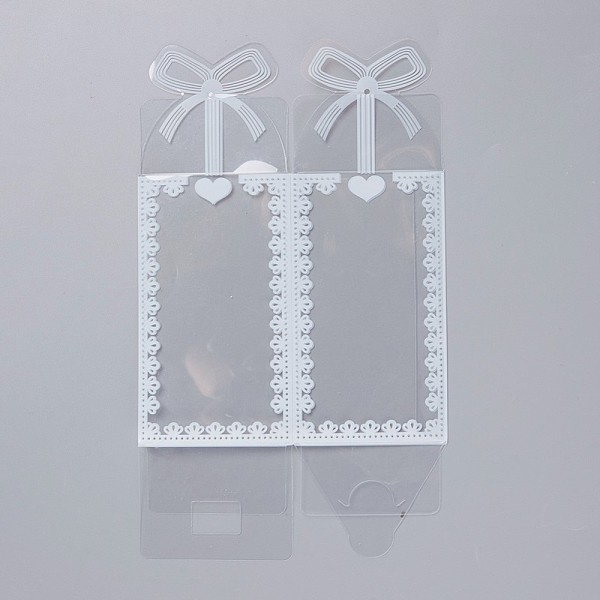 

PandaHall Foldable Transparent PVC Boxes, for Craft Candy Packaging Wedding Party Favor Gift Boxes, Rectangle with Bowknot Pattern, Clear...