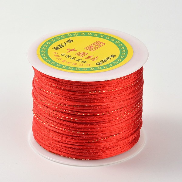 

PandaHall Gold Line Round String Polyester Cords, Red, 2mm, about 109.36 yards(100m)/roll Polyester Red