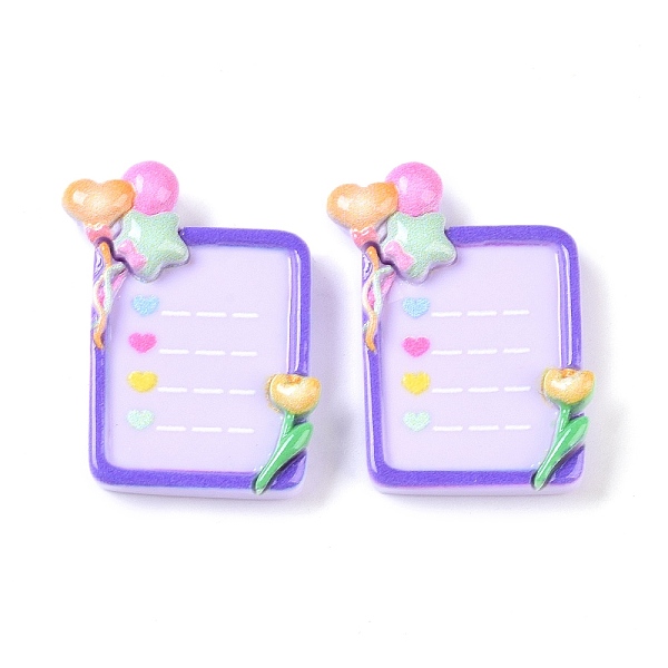 

PandaHall Opaque Resin Decoden Cabochons, Notepad, Lilac, 29.5x23.5x7.5mm Resin Rectangle Purple