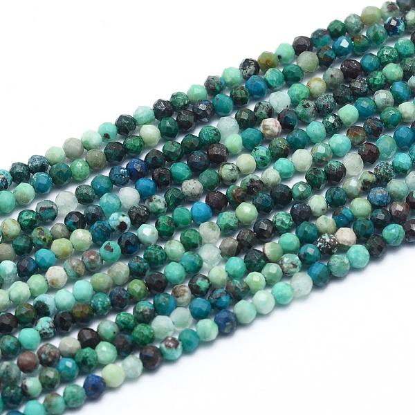 

PandaHall Natural Chrysocolla Beads Strands, Faceted, Round, 2.5mm, Hole: 0.4mm, about 147pcs/strand, 15.55 inch(39.5cm) Chrysocolla Round