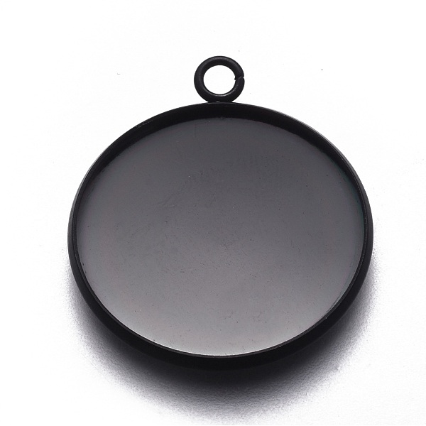 

PandaHall 304 Stainless Steel Pendant Cabochon Settings, Plain Edge Bezel Cups, Flat Round, Electrophoresis Black, Tray: 22mm, 27.5x23.8x2mm...