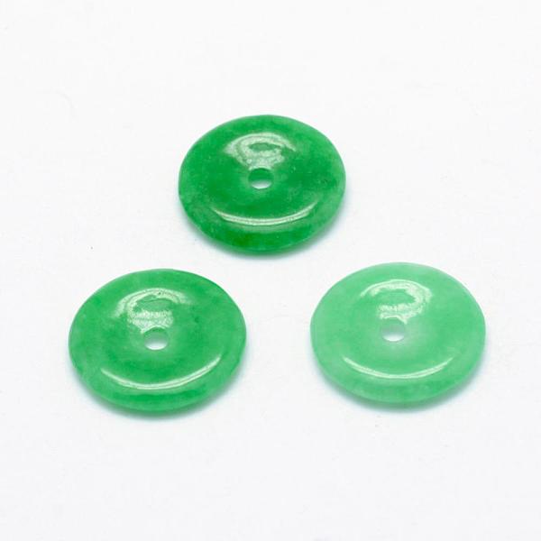

PandaHall Natural Myanmar Jade/Burmese Jade Charms, Dyed, Donut/Pi Disc, Donut Width: 6.3mm, 14.5x2~4mm, Hole: 2mm Myanmar Jade Donut