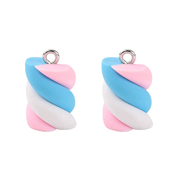 

PandaHall Handmade Polymer Clay Charms, with Platinum Tone Iron Findings, Marshmallow, Colorful, 17~19x9~10x9~10mm, Hole: 2mm Polymer Clay...