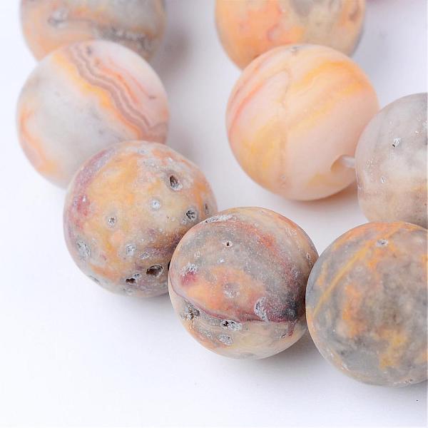 

PandaHall Natural Crazy Lace Agate Beads Strands, Round, Frosted, 6~6.5mm, Hole: 1mm, about 63pcs/strand, 15.5 inch Crazy Agate Round