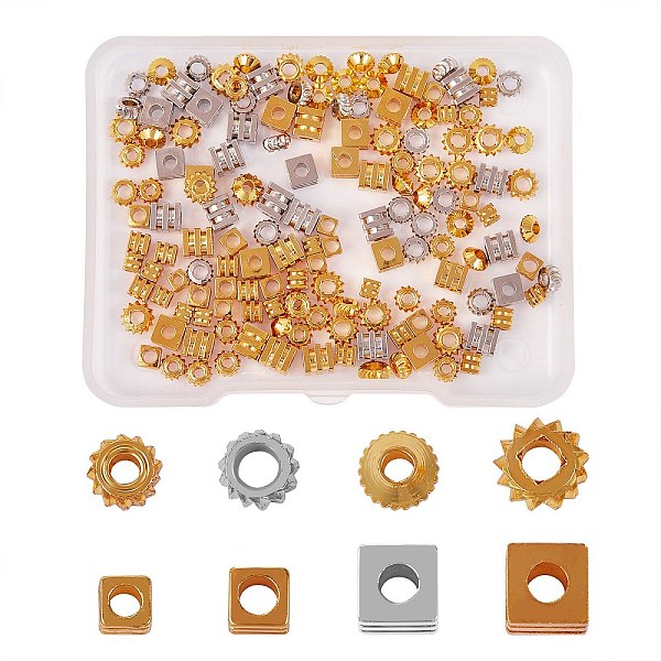 

PandaHall 160 Pcs 8 Styles Brass Spacer Beads, Golden, 20pcs/style Brass Mixed Shapes
