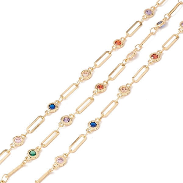 

PandaHall Handmade Brass Link Chains, with Cubic Zirconia, Flat Round and Oval, Long-Lasting Plated, Soldered, with Spool, Lead Free &...