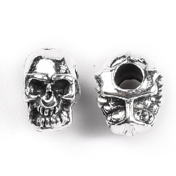 

PandaHall Tibetan Style Zinc Alloy Spacer Beads, Halloween, Skull, Antique Silver, 7.5x5.5x6.5mm, Hole: 2.5mm Alloy Skull