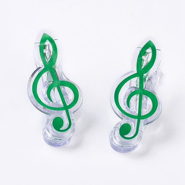 

PandaHall Plastic Clips, with Iron Findings, Musical Note, Green, 72x28x27mm Plastic Green