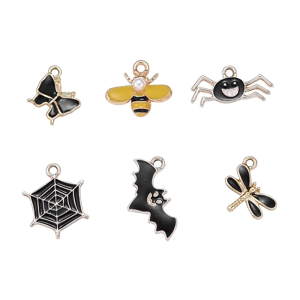 36Pcs 6 Style Light Gold Plated Alloy Pendants