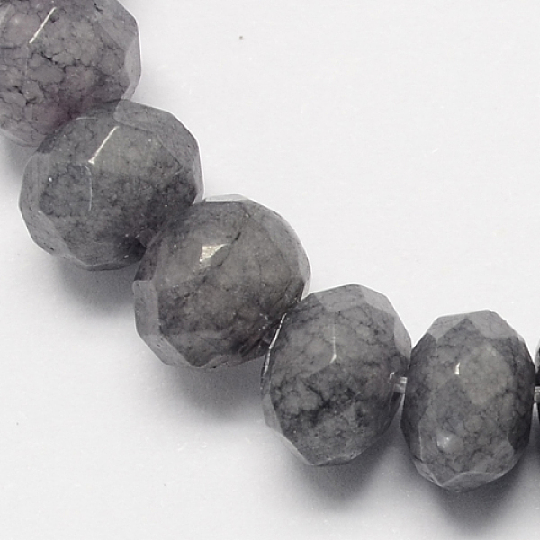 

PandaHall Natural White Jade Bead Strands, Dyed, Faceted, Abacus Beads, Rondelle, Gray, 4~5x3mm, Hole: 0.5mm, about 116-120pcs/strand, 13.58...