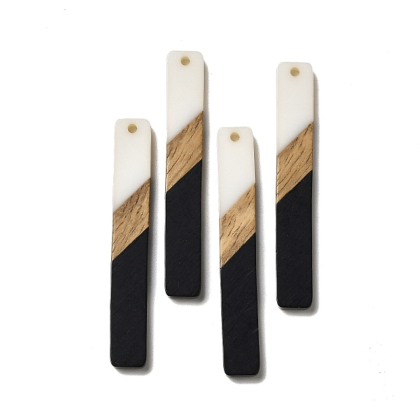 

PandaHall Opaque Resin & Walnut Wood Big Pendants, Rectangle Charms, Black, 51.5x7.5x3.5mm, Hole: 2mm Resin+Wood Rectangle Black