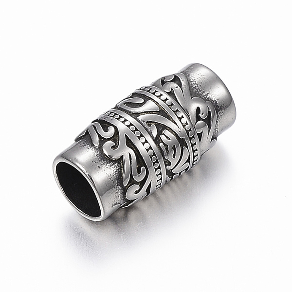 

PandaHall 316 Surgical Stainless Steel Magnetic Clasps with Glue-in Ends, Column, Antique Silver, 19x10mm, Hole: 6.5mm 316 Surgical...