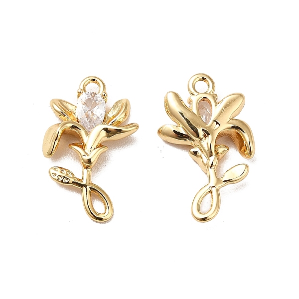 

PandaHall Brass Cubic Zirconia Pendants, Real 18K Gold Plated, Lily Flower Charm, Clear, 16x10x3mm, Hole: 1.2mm Brass+Cubic Zirconia Flower...