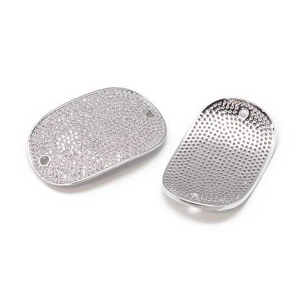 

PandaHall DIY Brass Micro Pave Cubic Zirconia Links, Oval, Curved, Platinum, 39.5x24.5x5.5mm, Hole: 2.5mm Brass+Cubic Zirconia Oval