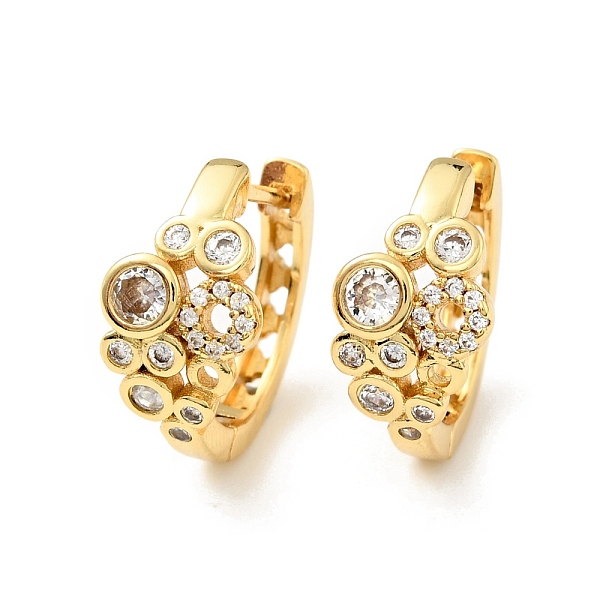 

PandaHall Clear Cubic Zirconia Flower Hoop Earrings, Rack Plating Brass Jewelry for Women, Cadmium Free & Nickel Free & Lead Free, Real 18K...