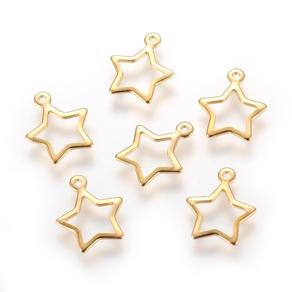 

PandaHall 304 Stainless Steel Charms, Star, Golden, 12.8x11x1mm, Hole: 1mm 304 Stainless Steel Star