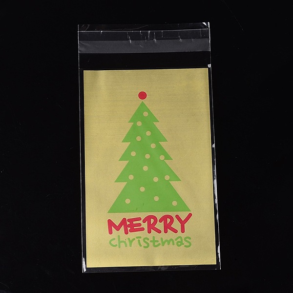 

PandaHall Rectangle OPP Cellophane Bags for Christmas, with Tree Pattern, Goldenrod, 18.2x9.4cm, Unilateral Thickness: 0.035mm, Inner..., Gold