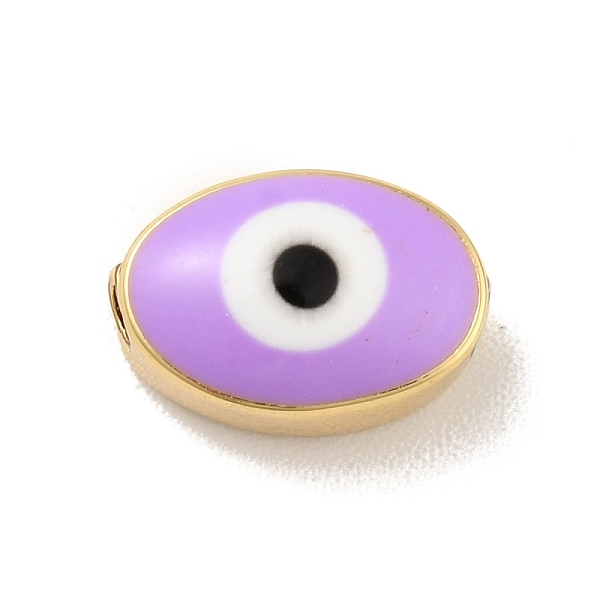 

PandaHall Real 18K Gold Plated Brass Beads, with Enamel, Cadmium Free & Lead Free, Long-Lasting Plated, Oval with Evil Eye, Medium Purple...