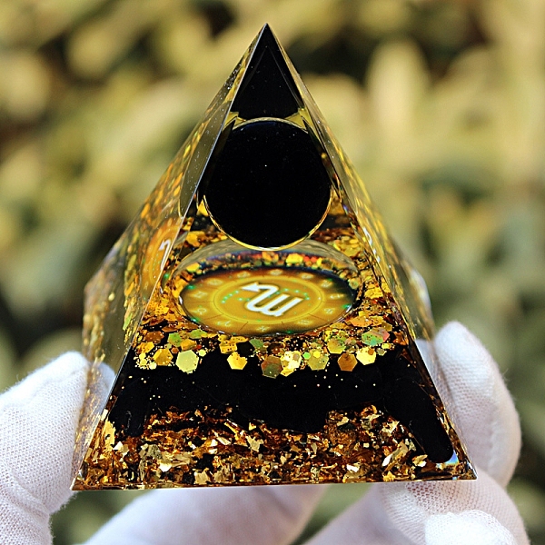 

PandaHall Orgonite Pyramid Resin Energy Generators, Reiki Natural Obsidian Chips Inside for Home Office Desk Decoration, Scorpio, 60x60x60mm...