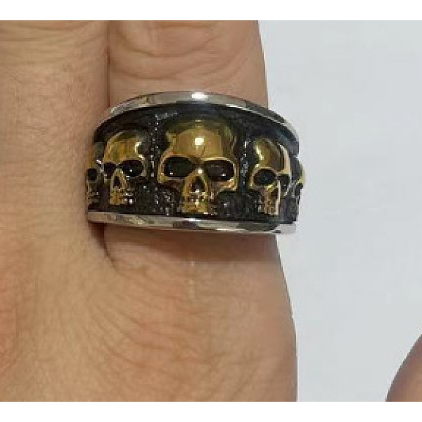 

PandaHall Titanium Steel Finger Rings, Skull, Antique Golden, US Size 9(18.9mm) Titanium Steel Skull