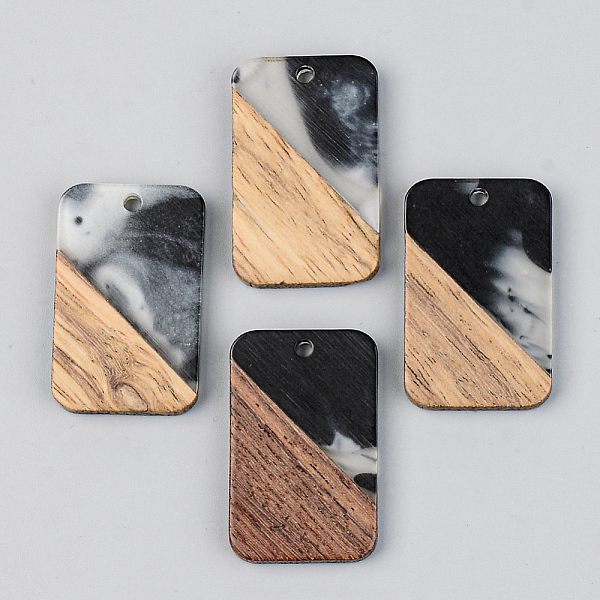 

PandaHall Transparent Resin & Walnut Wood Pendants, Rectangle, Black, 28x18x3mm, Hole: 2mm Resin+Wood Rectangle Black