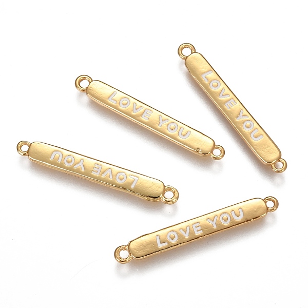 

PandaHall Brass Links Connectors, with Enamel, Rectangle with Word LOVE YOU, for Valentine's Day, Real 18K Gold Plated, Wheat..., Orange
