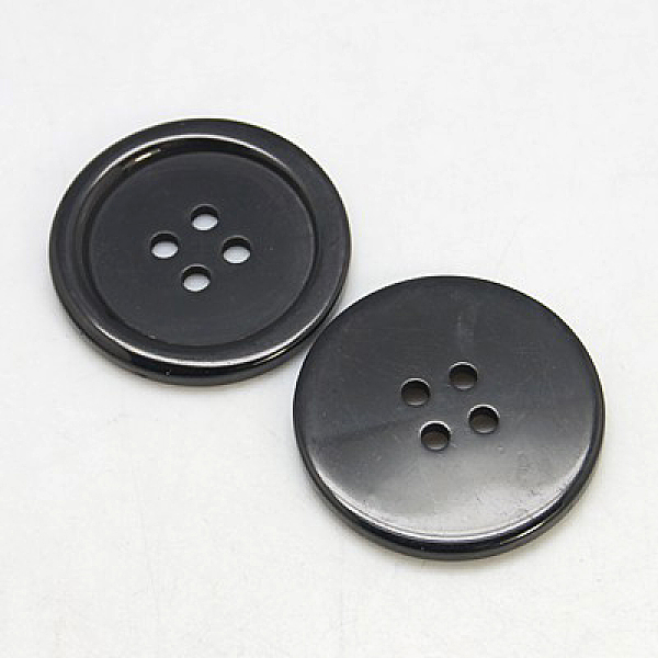 

PandaHall Resin Buttons, Dyed, Flat Round, Black, 34x4mm, Hole: 3mm, 98pcs/bag Resin Flat Round Black