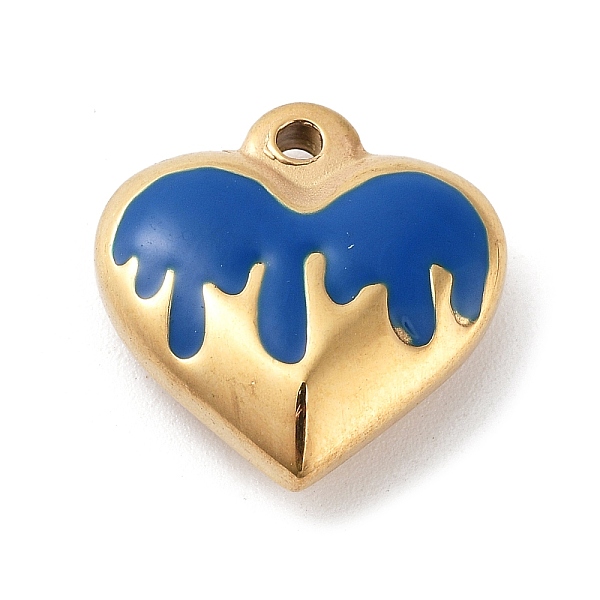 

PandaHall 304 Stainless Steel Pendants, with Enamel, Golden, Heart Charm, Medium Blue, 17x16.5x5.5mm, Hole: 1.7mm Stainless Steel+Enamel...