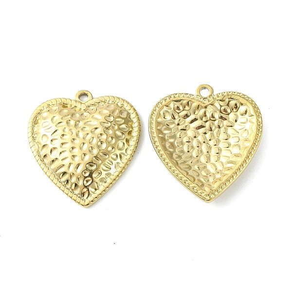 

PandaHall 304 Stainless Steel Pendants, Textured Heart Charm, Real 14K Gold Plated, 26.5x24.5x3.7mm, Hole: 1.8mm 304 Stainless Steel Heart