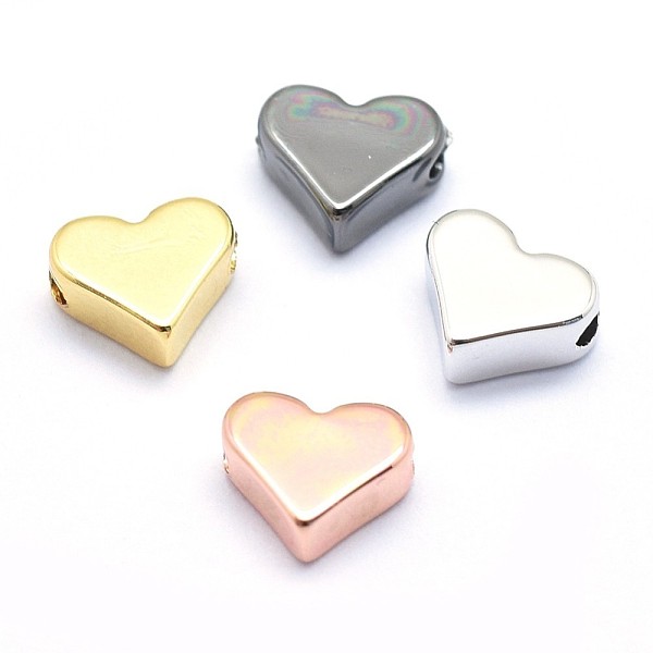 

PandaHall Brass Beads, Lead Free & Cadmium Free & Nickel Free, Heart, Mixed Color, 6x7x3mm, Hole: 1.2mm Brass Heart Multicolor