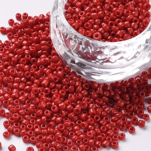 

PandaHall Glass Seed Beads, Opaque Colours Seed, Small Craft Beads for DIY Jewelry Making, Round, Crimson, 2mm, Hole:1mm, about..., Pink