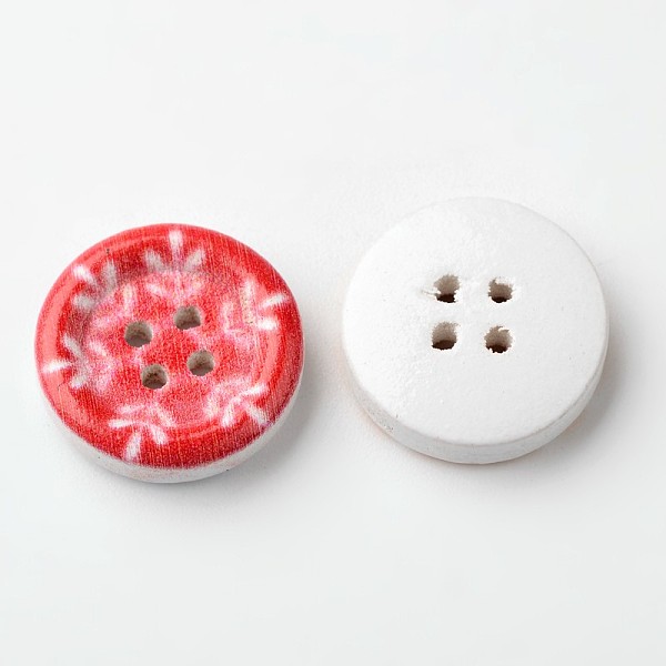 Flat Round 4-Hole Wooden Buttons