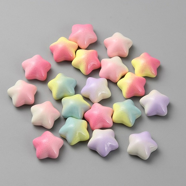 

PandaHall Gradient Color Opaque Resin Cabochons, Macaron Color Star, Mixed Color, 15.5~16x16~16.5x8.5mm, 100pcs/bag Resin Star Multicolor