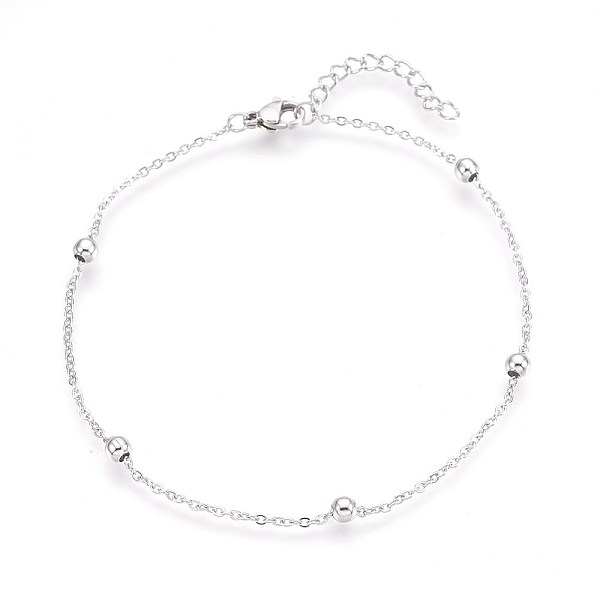 

PandaHall 304 Stainless Steel Cable Chain Anklets, Stainless Steel Color, 9-3/8 inch(23.7cm), 1.6mm Stainless Steel