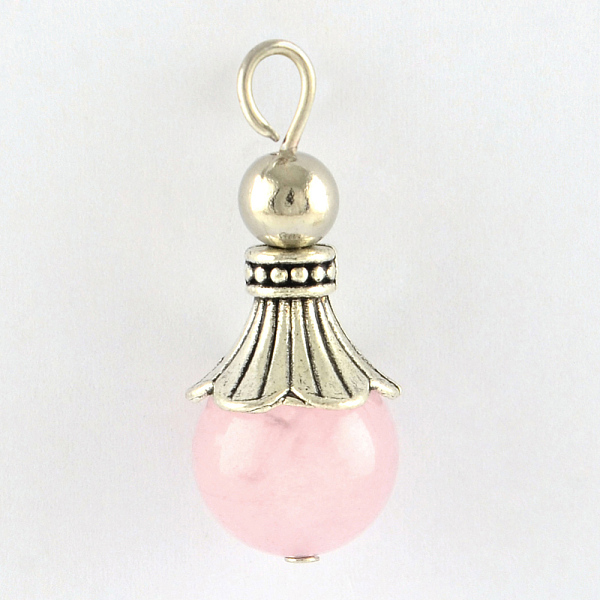 

PandaHall Natural Rose Quartz Pendants, with Alloy Findings, Antique Silver, Snowcone, 29.5x12.5mm, Hole: 2.5mm Rose Quartz Cone
