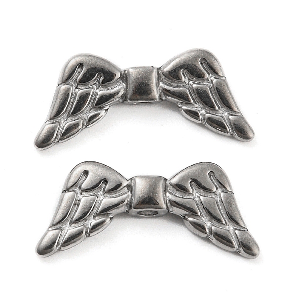 

PandaHall 316 Stainless Steel Beads, Wings, Stainless Steel Color, 8.5x18.5x4mm, Hole: 1.5mm 316 Surgical Stainless Steel Wing