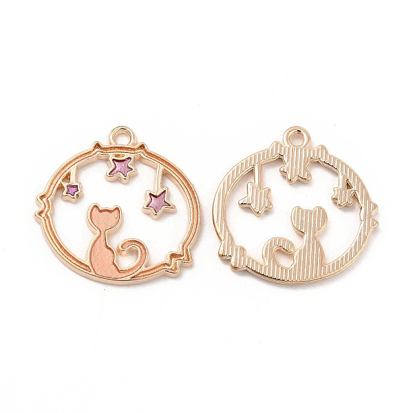 

PandaHall Alloy Enamel Pendants, Flat Round with Cat & Star Charm, Golden, Sandy Brown, 23.5x23.5x1.5mm, Hole: 1.5mm Alloy+Enamel Flat Round