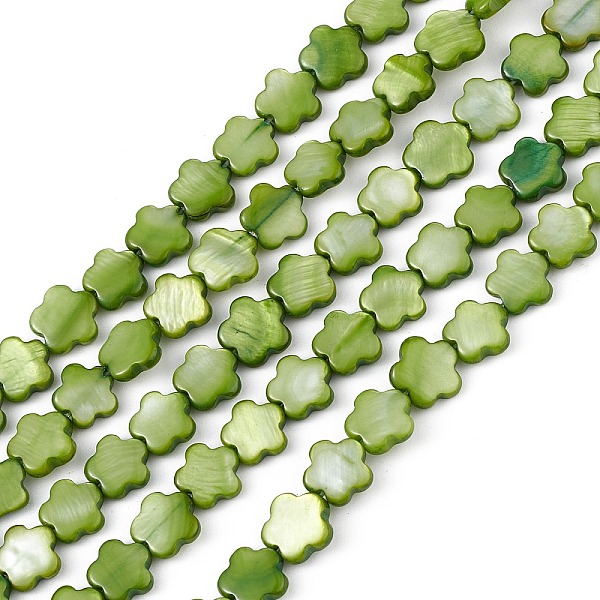 

PandaHall Natural Freshwater Shell Dyed Beads Strands, Flower, Yellow Green, 8x8.5x3mm, Hole: 0.6mm, about 49pcs/strand, 15.35''(39cm)...